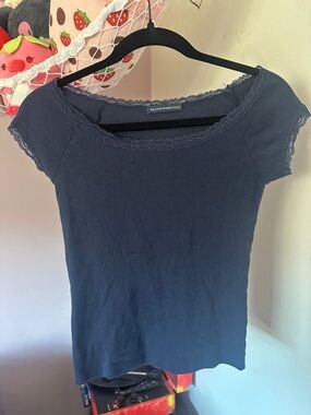 Brandy Melville navy lace tank blue
